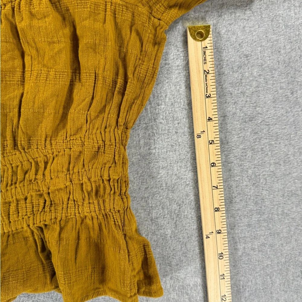 Madewell Yellow Puff Sleeve Smocked Blouse‎